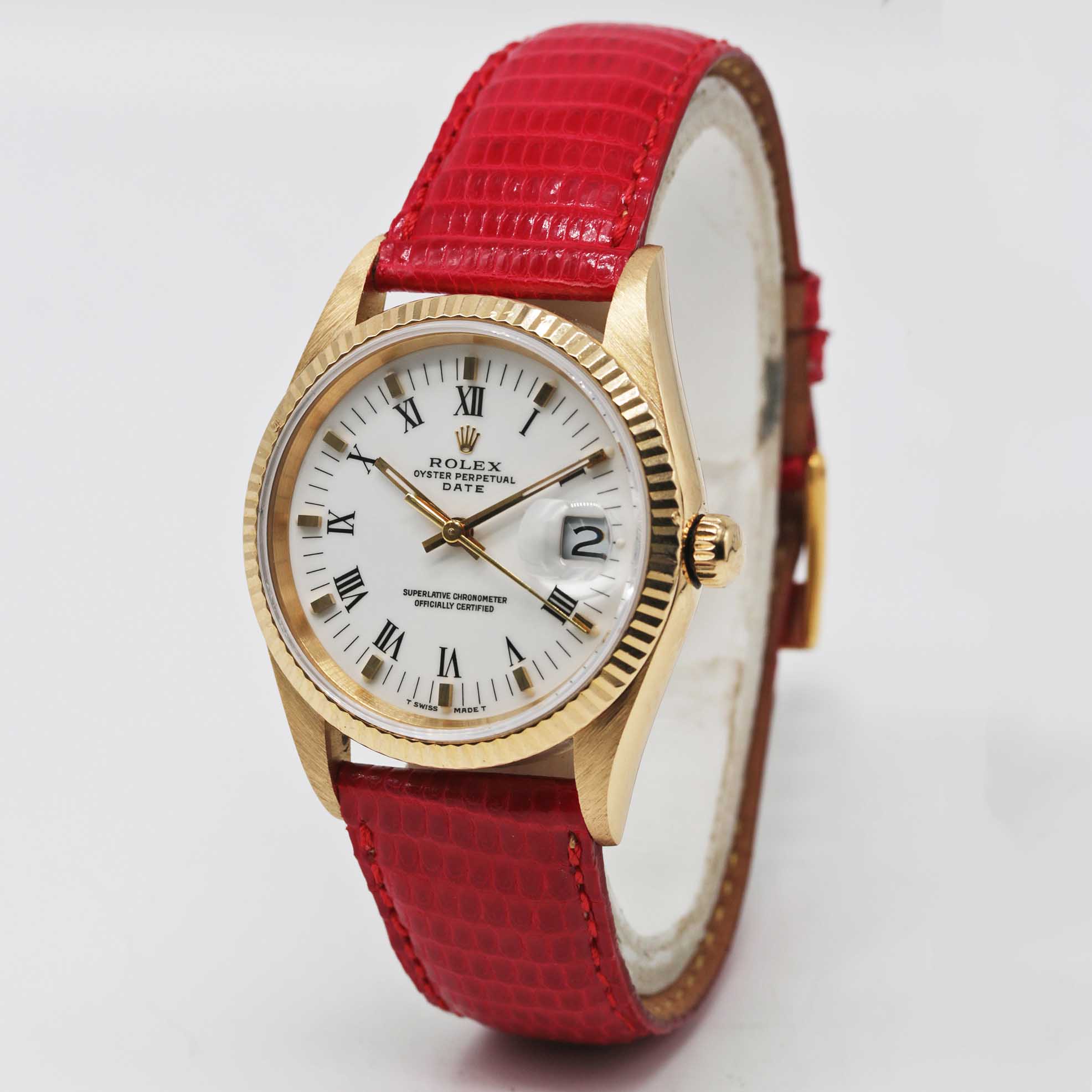 A GENTLEMAN'S SIZE 18K SOLID GOLD ROLEX OYSTER PERPETUAL DATE WRIST WATCH CIRCA 1988, REF. 15238 - Image 3 of 6