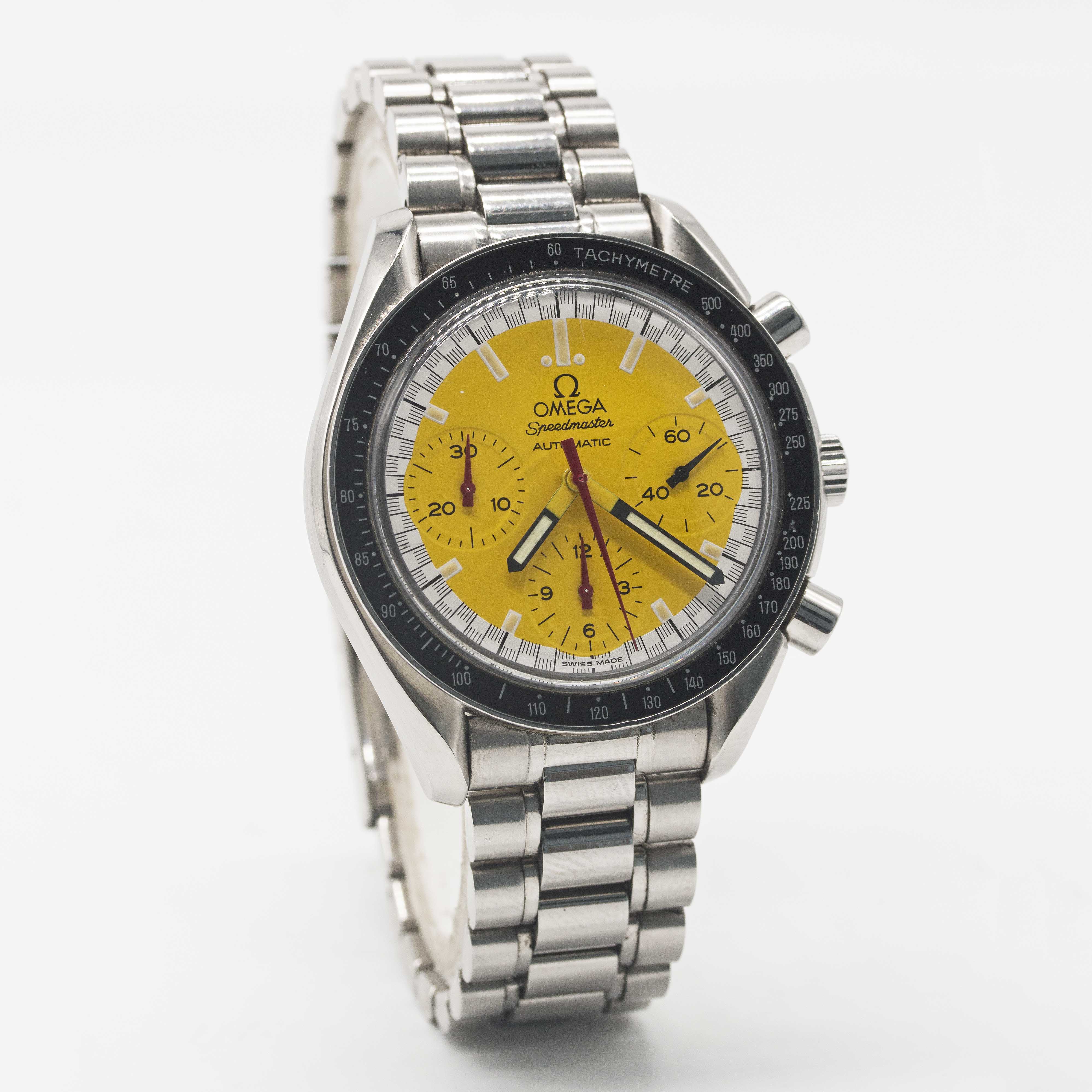 A GENTLEMAN'S STAINLESS STEEL OMEGA SPEEDMASTER "SCHUMACHER" AUTOMATIC CHRONOGRAPH BRACELET WATCH - Image 4 of 7