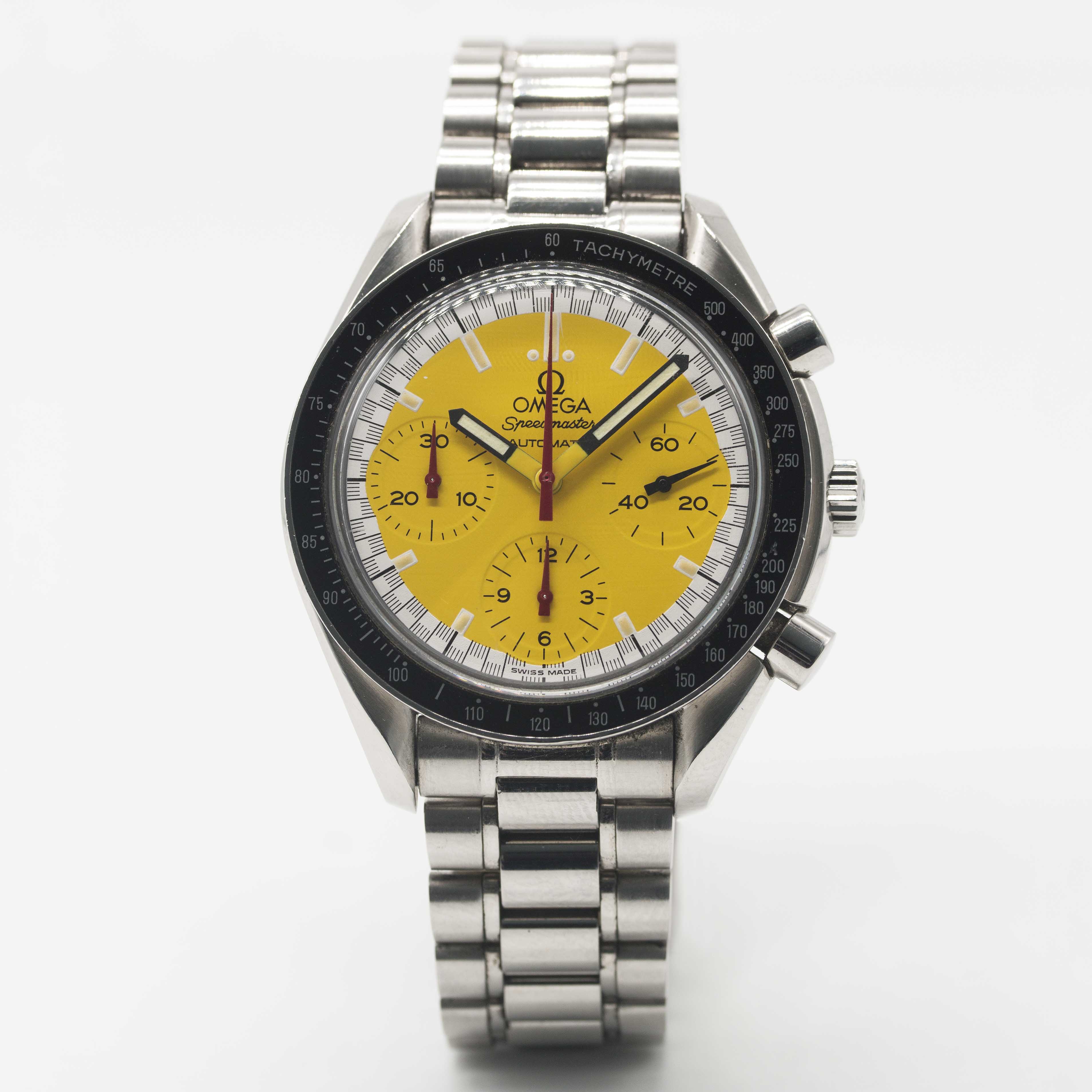 A GENTLEMAN'S STAINLESS STEEL OMEGA SPEEDMASTER "SCHUMACHER" AUTOMATIC CHRONOGRAPH BRACELET WATCH - Image 2 of 7