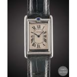 A GENTLEMAN'S STAINLESS STEEL CARTIER TANK BASCULANTE "JUMBO" WRIST WATCH CIRCA 2000s, REF. 2390