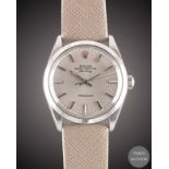 A GENTLEMAN'S STAINLESS STEEL ROLEX OYSTER PERPETUAL AIR KING WRIST WATCH CIRCA 1987, REF. 5500 WITH