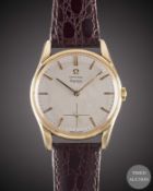 A GENTLEMAN'S 9CT SOLID GOLD OMEGA WRIST WATCH CIRCA 1964, RETAILED BY ASPREY WITH CO-SIGNED "LINEN"