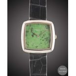 AN 18K SOLID WHITE GOLD AUDEMARS PIGUET WRIST WATCH CIRCA 1970s, WITH GREEN MALACHITE DIAL Movement: