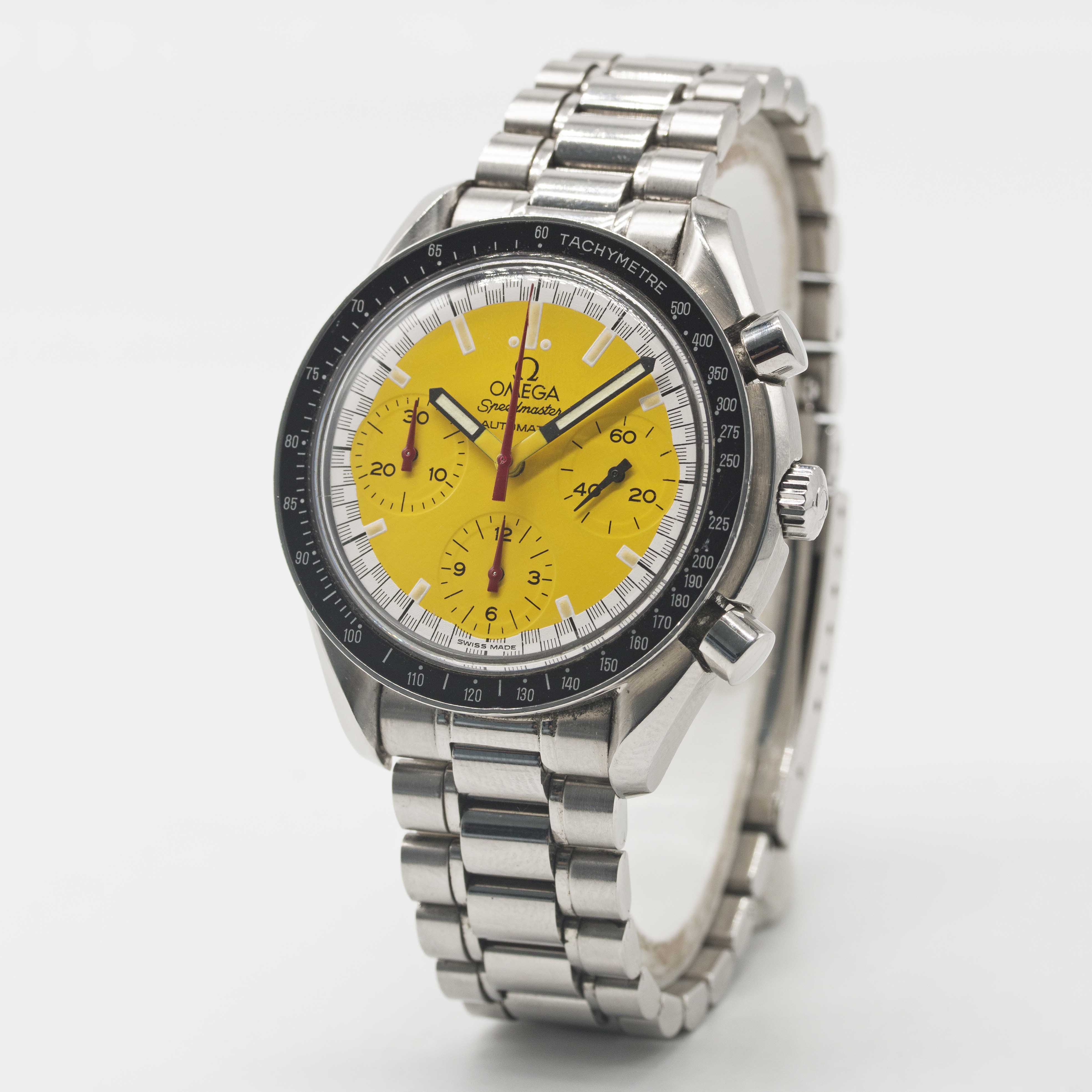 A GENTLEMAN'S STAINLESS STEEL OMEGA SPEEDMASTER "SCHUMACHER" AUTOMATIC CHRONOGRAPH BRACELET WATCH - Image 3 of 7