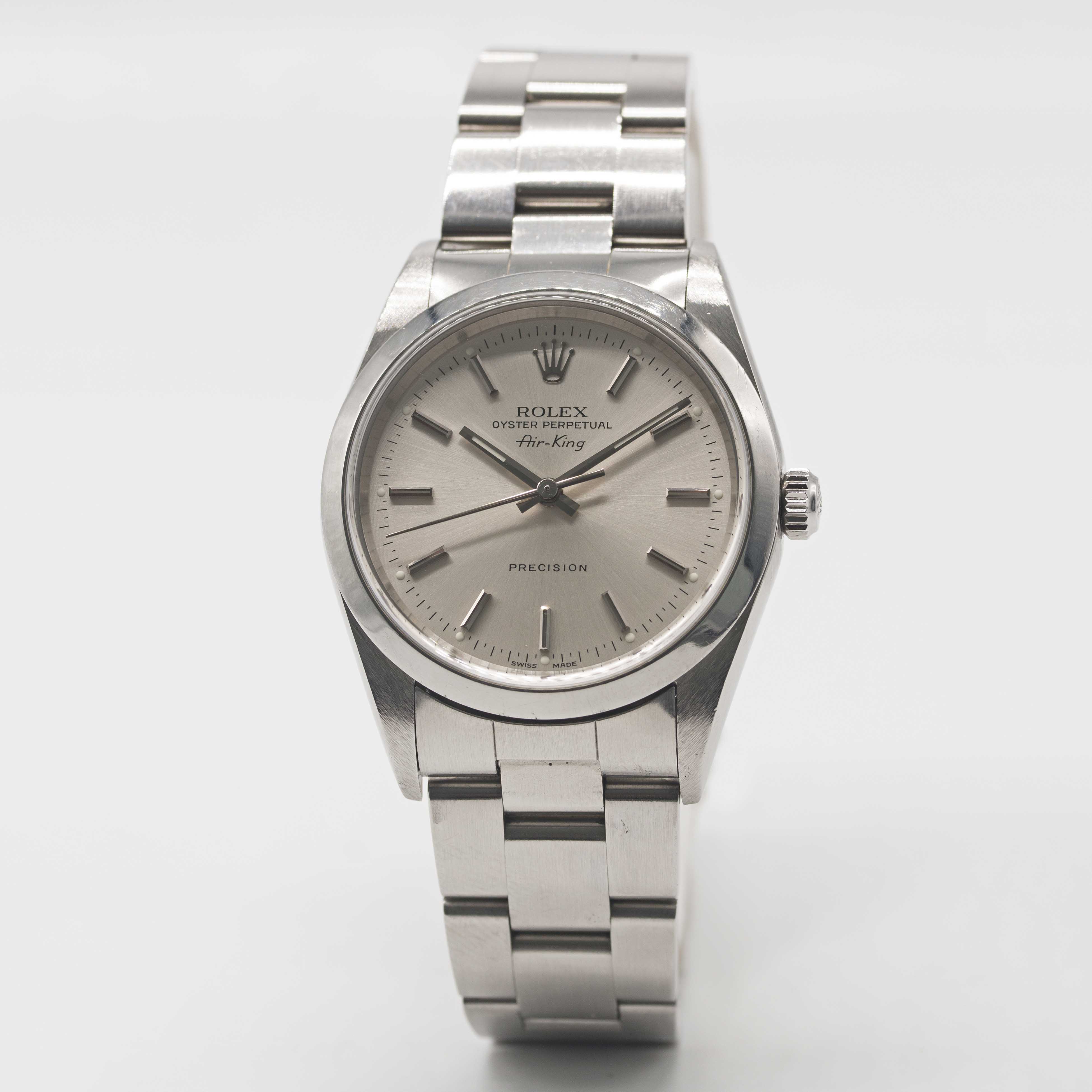 A GENTLEMAN'S STAINLESS STEEL ROLEX OYSTER PERPETUAL AIR KING PRECISION BRACELET WATCH DATED 2002, - Image 2 of 9