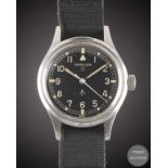 A GENTLEMAN'S STAINLESS STEEL BRITISH MILITARY HAMILTON RAF PILOTS WRIST WATCH CIRCA 1960s Movement: