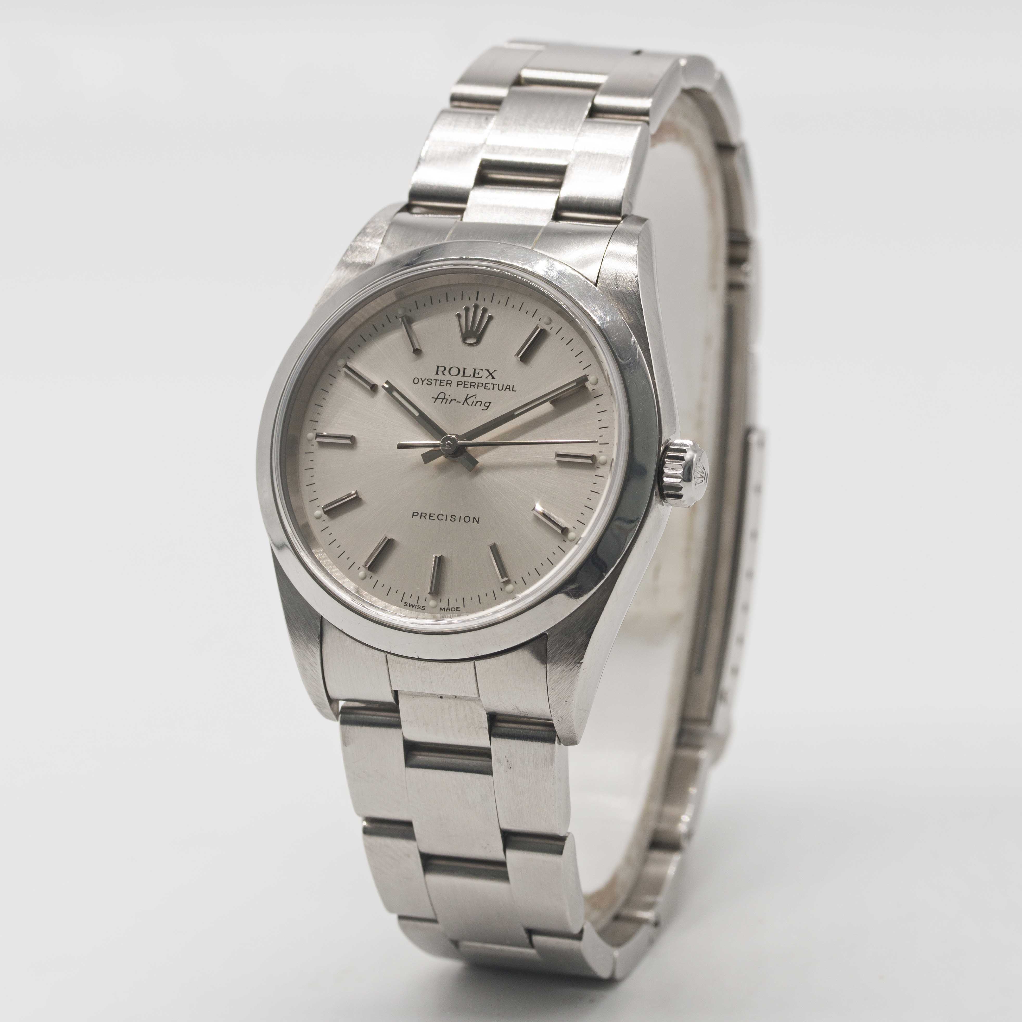 A GENTLEMAN'S STAINLESS STEEL ROLEX OYSTER PERPETUAL AIR KING PRECISION BRACELET WATCH DATED 2002, - Image 3 of 9