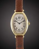 A GENTLEMAN'S 18K SOLID GOLD PATEK PHILIPPE GONDOLO TONNEAU WRIST WATCH CIRCA 1920s, WITH