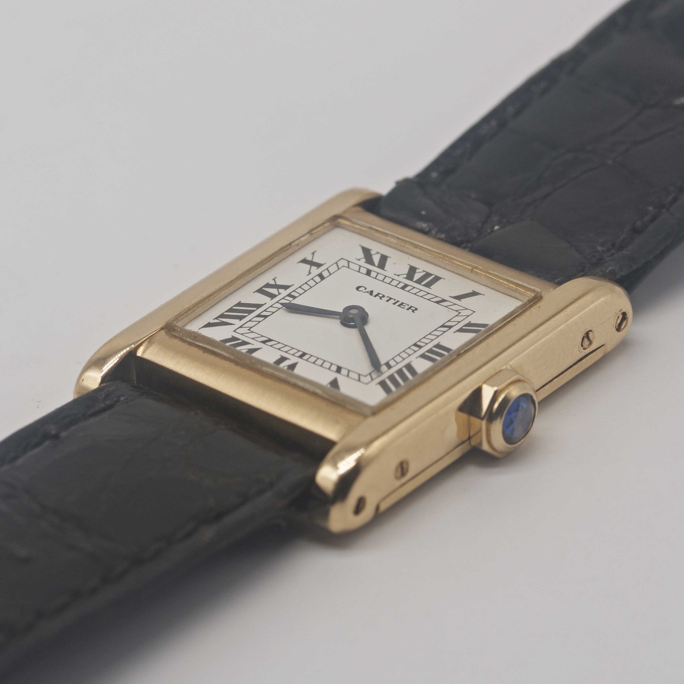 A GENTLEMAN'S SIZE 18K SOLID GOLD CARTIER PARIS TANK NORMALE WRIST WATCH CIRCA 1980s Movement: - Image 3 of 13