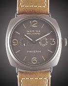 A GENTLEMAN'S COMPOSITE PANERAI RADIOMIR MARINA MILITARE "8 GIORNI" WRIST WATCH CIRCA 2011, REF.