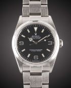 A GENTLEMAN'S STAINLESS STEEL ROLEX OYSTER PERPETUAL EXPLORER BRACELET WATCH DATED 2003, REF. 114270