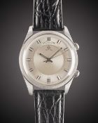 A GENTLEMAN'S STAINLESS STEEL LECOULTRE MEMOVOX ALARM WRIST WATCH CIRCA 1960s Movement: Manual wind,