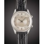 A GENTLEMAN'S STAINLESS STEEL LECOULTRE MEMOVOX ALARM WRIST WATCH CIRCA 1960s Movement: Manual wind,