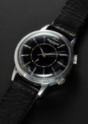 A RARE GENTLEMAN'S STAINLESS STEEL JAEGER LECOULTRE MEMOVOX AUTOMATIC ALARM WRIST WATCH CIRCA 1960s,