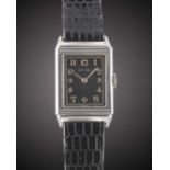 A RARE GENTLEMAN'S STAINLESS STEEL UNIPLAN REVERSO WRIST WATCH CIRCA 1930s, PRE JAEGER-LECOULTRE,