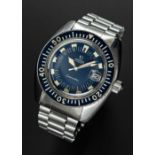 A GENTLEMAN'S STAINLESS STEEL OMEGA SEAMASTER "DEEP BLUE" BRACELET WATCH CIRCA 1967, REF. 166.073