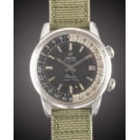 A GENTLEMAN'S STAINLESS STEEL ENICAR SHERPA SUPER JET GMT WRIST WATCH CIRCA 1960s, REF. 146/003 WITH