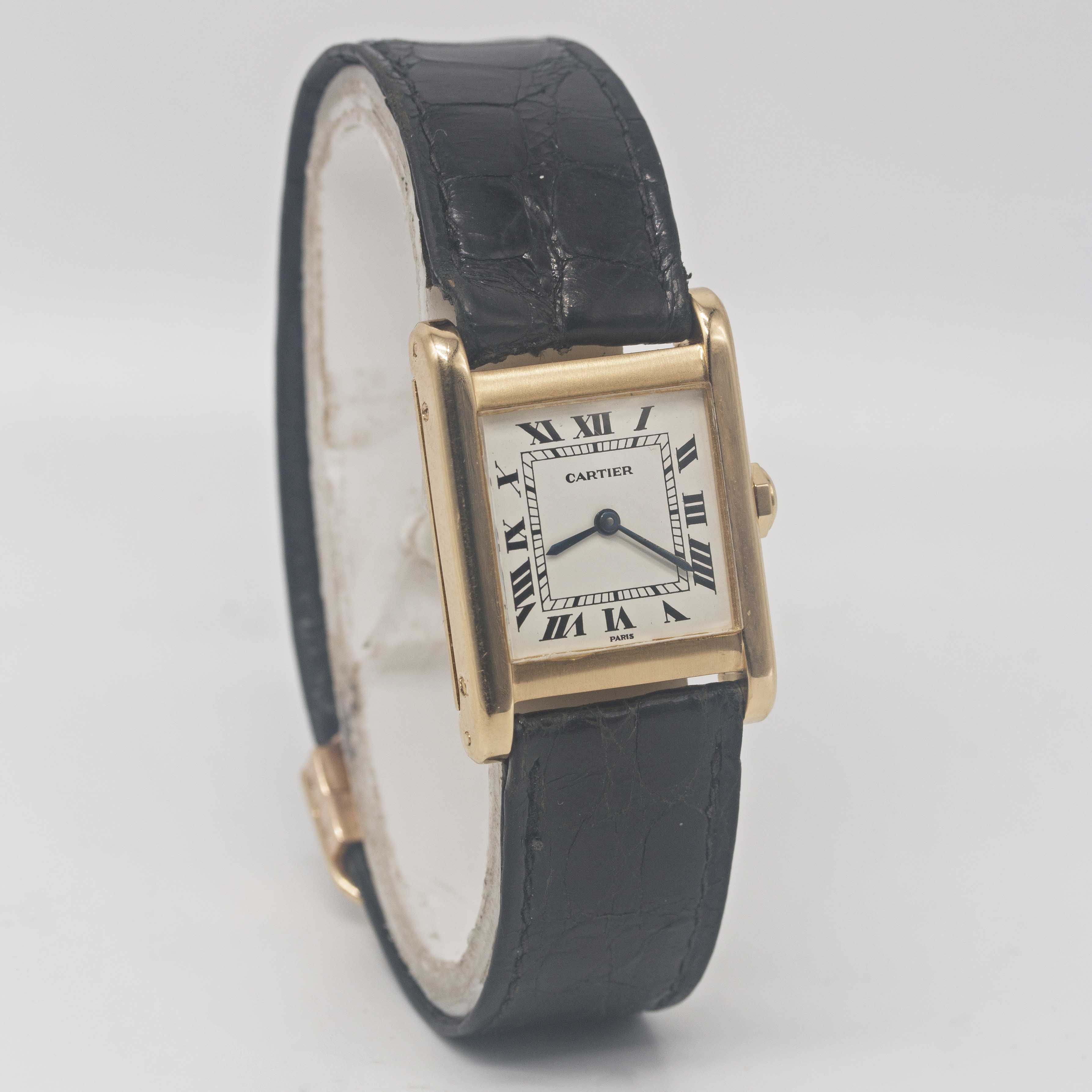 A GENTLEMAN'S SIZE 18K SOLID GOLD CARTIER PARIS TANK NORMALE WRIST WATCH CIRCA 1980s Movement: - Image 5 of 13