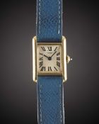 A RARE LADIES 18K SOLID GOLD CARTIER LONDON TANK "LC" WRIST WATCH CIRCA 1969, WITH LONDON