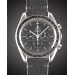 A RARE GENTLEMAN'S STAINLESS STEEL OMEGA SPEEDMASTER PROFESSIONAL CHRONOGRAPH WRIST WATCH CIRCA