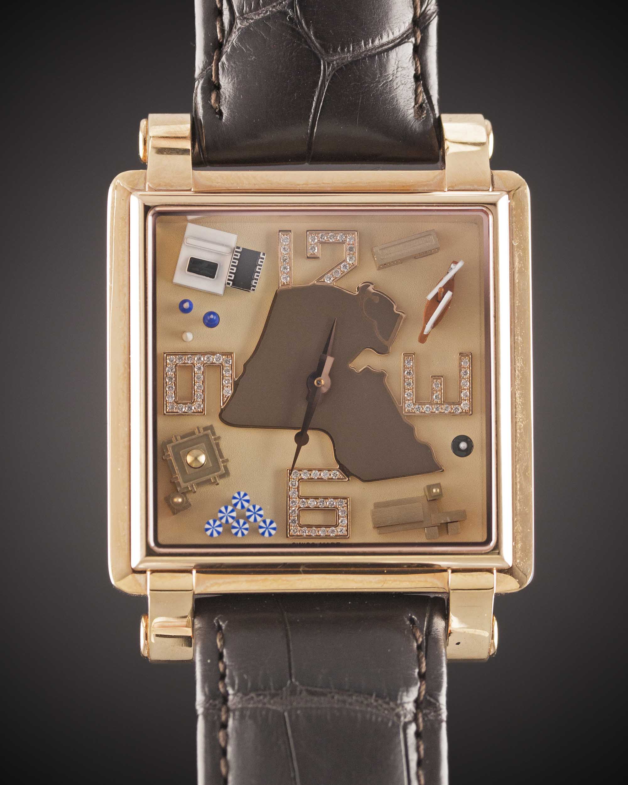 A GENTLEMAN'S 18K SOLID ROSE GOLD JACOB & CO KUWAIT WRIST WATCH CIRCA 2005, LIMITED EDITION WITH