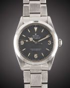 A GENTLEMAN'S STAINLESS STEEL ROLEX OYSTER PERPETUAL EXPLORER BRACELET WATCH CIRCA 1967, REF. 1016