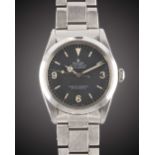 A GENTLEMAN'S STAINLESS STEEL ROLEX OYSTER PERPETUAL EXPLORER BRACELET WATCH CIRCA 1967, REF. 1016