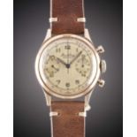 A GENTLEMAN'S 18K SOLID ROSE GOLD BREITLING PREMIER ANTIMAGNETIC "WATERPROOF" CHRONOGRAPH WRIST