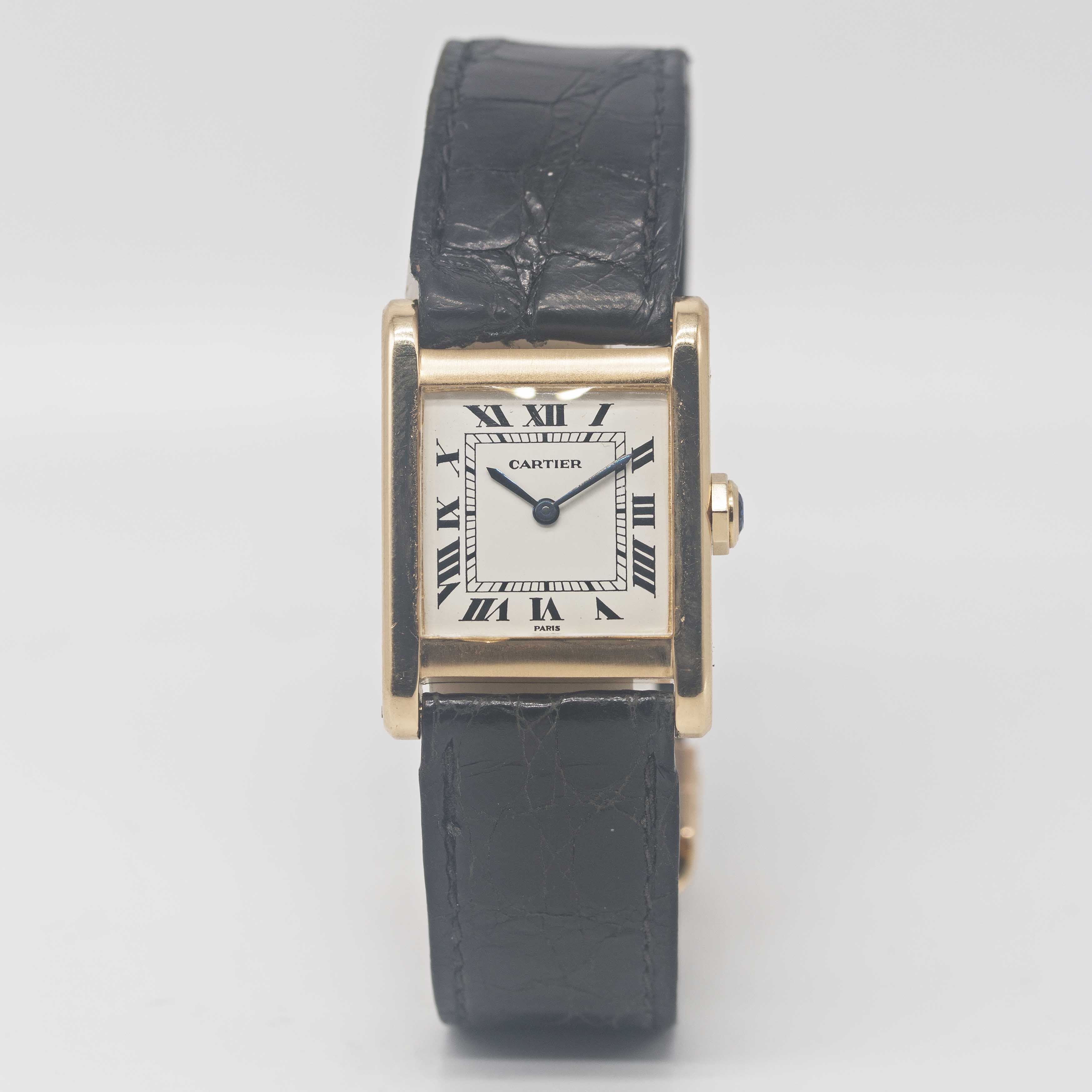 A GENTLEMAN'S SIZE 18K SOLID GOLD CARTIER PARIS TANK NORMALE WRIST WATCH CIRCA 1980s Movement: - Image 2 of 13