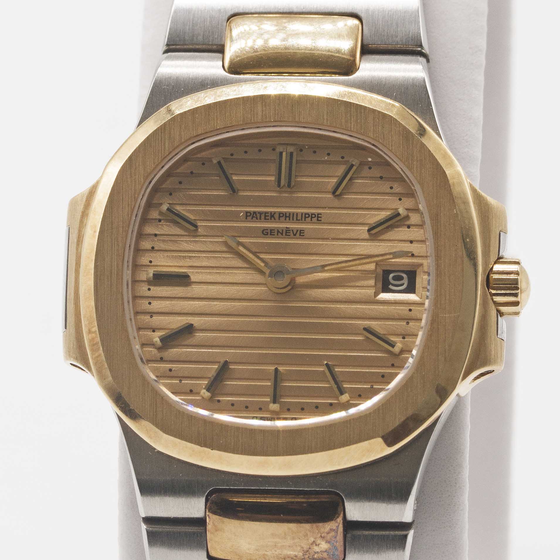 A RARE LADIES "NOS" STEEL & GOLD PATEK PHILIPPE NAUTILUS BRACELET WATCH CIRCA 1980s, REF. 4700/1 - Image 12 of 12