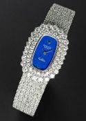 A FINE & RARE LADIES PLATINUM & DIAMOND ROLEX CELLINI BRACELET WATCH CIRCA 1970s, WITH LAPIS