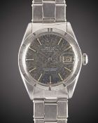 A GENTLEMAN'S STAINLESS STEEL ROLEX OYSTER PERPETUAL DATE BRACELET WATCH CIRCA 1969, REF. 1501