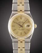 A RARE GENTLEMAN'S STEEL & GOLD ROLEX OYSTER PERPETUAL DATEJUST BRACELET WATCH CIRCA 1976, REF. 1630