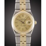 A RARE GENTLEMAN'S STEEL & GOLD ROLEX OYSTER PERPETUAL DATEJUST BRACELET WATCH CIRCA 1976, REF. 1630