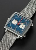 A GENTLEMAN'S STAINLESS STEEL HEUER MONACO "STEVE MCQUEEN" AUTOMATIC CHRONOGRAPH BRACELET WATCH