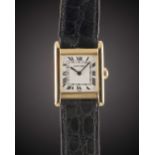 A GENTLEMAN'S SIZE 18K SOLID GOLD CARTIER PARIS TANK NORMALE WRIST WATCH CIRCA 1980s Movement: