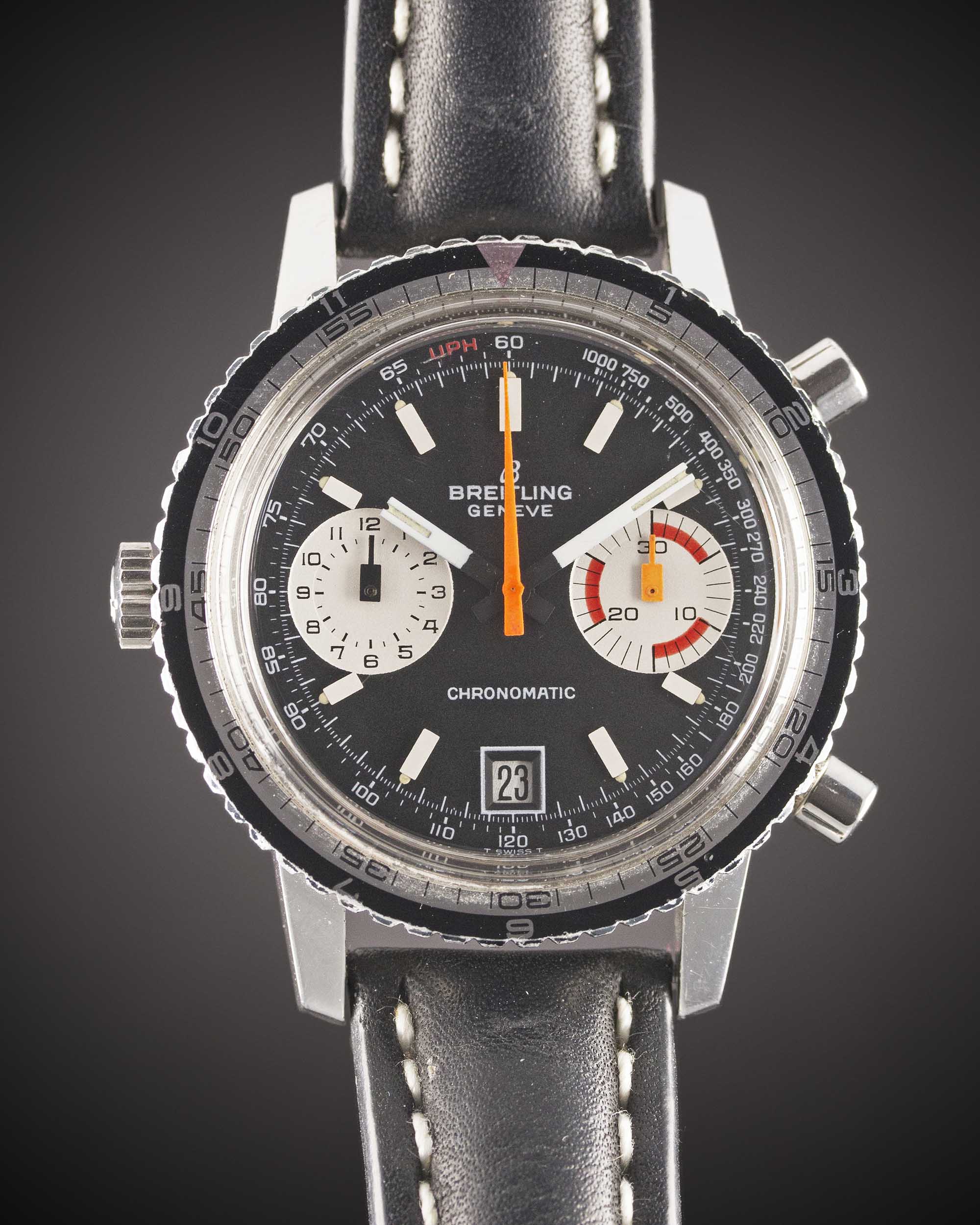 A GENTLEMAN'S STAINLESS STEEL BREITLING CHRONOMATIC CHRONOGRAPH WRIST WATCH CIRCA 1969, REF. 2110