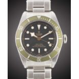 A GENTLEMAN'S STAINLESS STEEL ROLEX TUDOR BLACK BAY "HARRODS" SELF WINDING BRACELET WATCH DATED