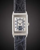 A GENTLEMAN'S STAINLESS STEEL JAEGER LECOULTRE REVERSO LATITUDE WRIST WATCH CIRCA 2000, REF. 250.8.