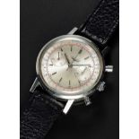 A RARE GENTLEMAN'S LARGE SIZE STAINLESS STEEL LONGINES "WATERPROOF" FLYBACK CHRONOGRAPH WRIST