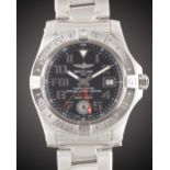 A GENTLEMAN'S UNWORN STAINLESS STEEL BREITLING AVENGER II GMT BRACELET WATCH DATED 2018, REF.