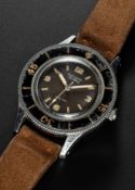 A RARE GENTLEMAN'S STAINLESS STEEL BLANCPAIN FIFTY FATHOMS AQUALUNG DIVERS WRIST WATCH CIRCA