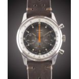 A GENTLEMAN'S STAINLESS STEEL REGINES "SHERPA GRAPH" CHRONOGRAPH WRIST WATCH CIRCA 1970, WITH