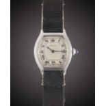 A RARE GENTLEMAN'S PLATINUM & 18K SOLID YELLOW GOLD CARTIER "TORTUE" WRIST WATCH CIRCA 1917