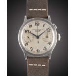 A RARE GENTLEMAN'S LARGE SIZE STAINLESS STEEL OMEGA WATCH CO TISSOT "33.3" CHRONOGRAPH WRIST WATCH