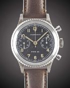 A GENTLEMAN'S FRENCH MILITARY AIR FORCE J. AURICOSTE TYPE 20 FLYBACK CHRONOGRAPH WRIST WATCH CIRCA