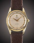 A RARE GENTLEMAN'S GOLD CAPPED UNIVERSAL GENEVE POLAROUTER WRIST WATCH CIRCA 1954, REF. 20214-6 WITH