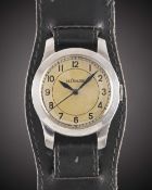 A GENTLEMAN'S STAINLESS STEEL BRITISH MILITARY LECOULTRE RAF PILOTS WRIST WATCH CIRCA 1942 Movement: