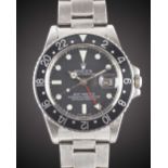 A GENTLEMAN'S STAINLESS STEEL ROLEX OYSTER PERPETUAL GMT MASTER BRACELET WATCH CIRCA 1978, REF. 1675