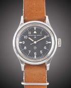 A GENTLEMAN'S STAINLESS STEEL BRITISH MILITARY IWC MARK 11 RAF PILOTS WRIST WATCH DATED 1950